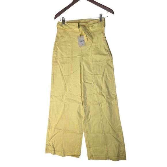 NWT REVOLVE The East Order Goldie Lemon Yellow Ultra High Waisted Flare Pants S - Picture 2 of 12